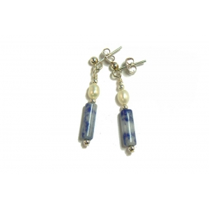 Blue Sodalite and Freshwater Pearl Earrings Blue Sodalite and Freshwater Pearl Earrings